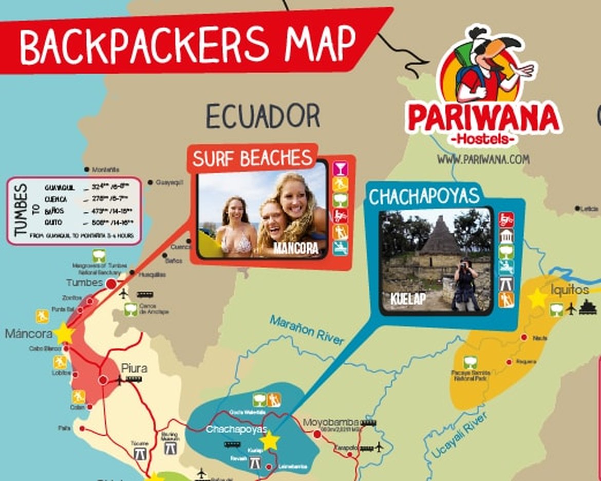 Mapa de backpacking en Perú